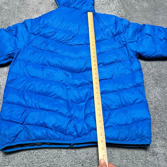 Trespass Down Jacket Mens XXL Quilted Coat Blue Hooded Stormer **flaw - Picture 6 of 11